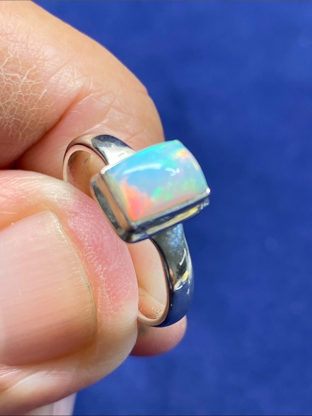 ETHIOPIAN OPAL RING SIZE 5.5 IN SOLID STERLING SILVER 925